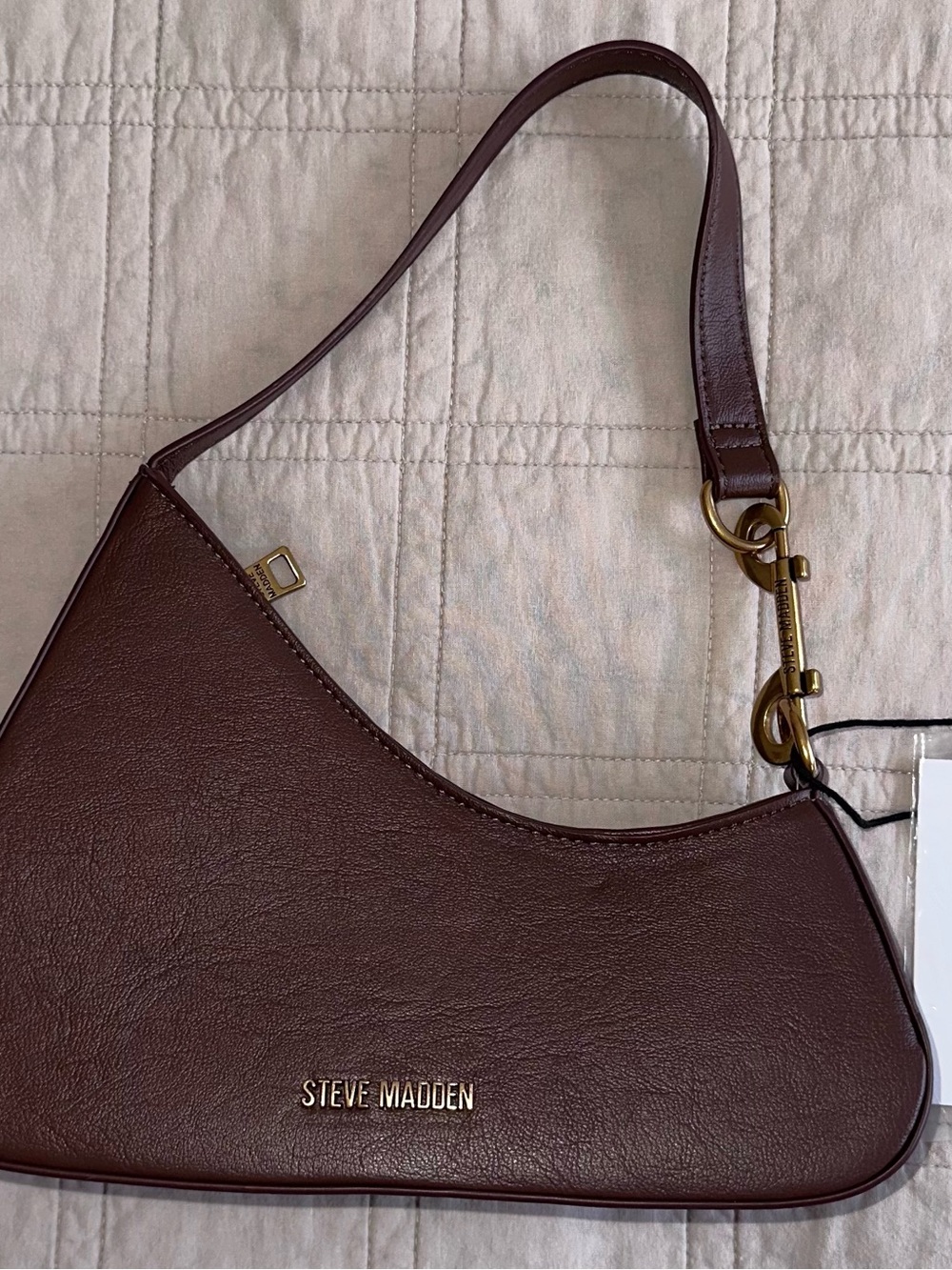 Steve Madden Dark Brown Shoulder Bag with Gold Hardware